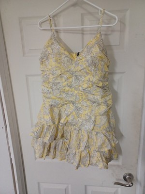 Women's Floral Dress Divided Yellow Size L