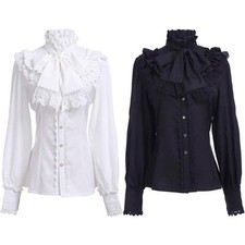 Classic Lotus Ruffle Top Womens Victorian Blouse with Gothic Lolita Style