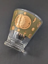 Green Eclipse Atomic Starburst Fred Press 3" Low Ball Cocktail Glass