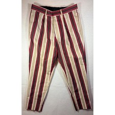 ASOS Mens Striped Trousers Red Beige Black Flat Front Size W30 L30