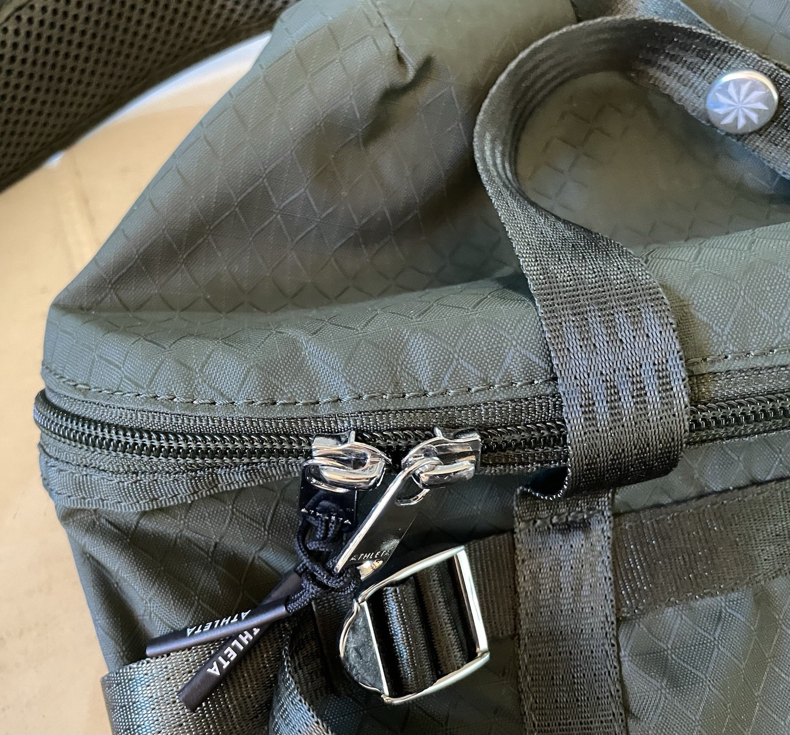 ATHLETA Excursion Backpack Dark Green Nylon Great… - image 11