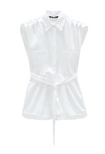 NWT Zara White Sleeveless Belted 100 Cotton Romper Playsuit Womens L