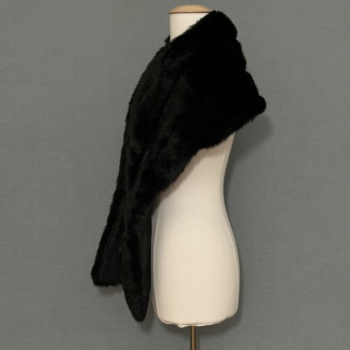 VTG Ralph Lauren Black Faux Fur Stole Wrap Evening Shawl Elegant Glam Formal - Picture 4 of 11