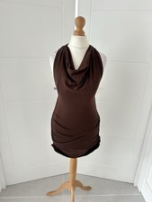 Women’s Shein Brown halter neck low back sleeveless short dress size S UK 8