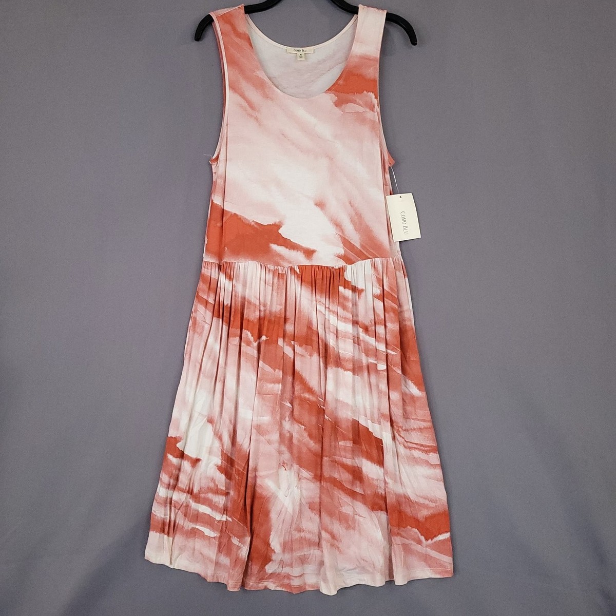COMO BLU Dress Women's White Red-Orange M Tie Dye Sleeveless Pockets | eBay