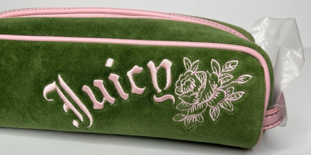 Juicy Couture Olive Green Plush Logo Pouch with Pink Trim Juicy Couture Custom New Lovers Club Paradise | Mercari main image 2
