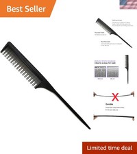 Professional 8.75-Inch Teasing Comb - Carbon Fiber, Heat-Resistant  Anti-Static