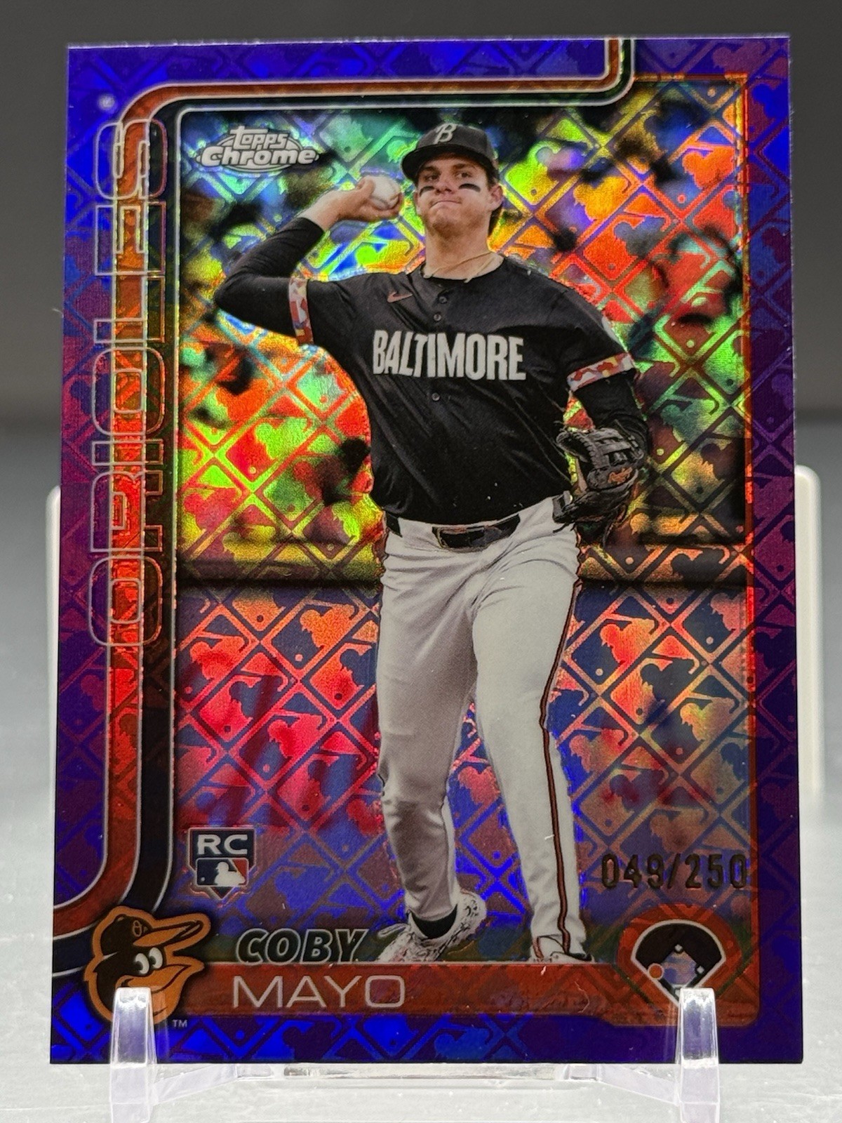 2025 Topps Chrome Logofractor Coby Mayo Purple Refractor 49/250 #120 Orioles