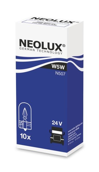 Fits NEOLUX NLX507 K10SZT Light bulb W5W (10 pcs) 24V 5W Light bulb (Cardboard