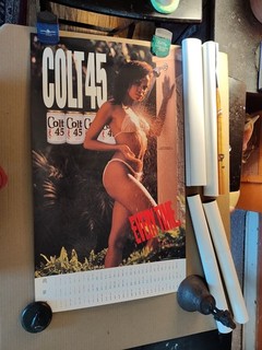 5 Vintage 1980 90's Colt 45 Beer Advertising Posters Sexy Girl Bikini Pinup GC
