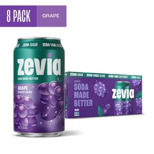 Zevia Zero Sugar Soda, Grape, 12 oz Cans 8-Pack 12 Fl Oz Pack of 8