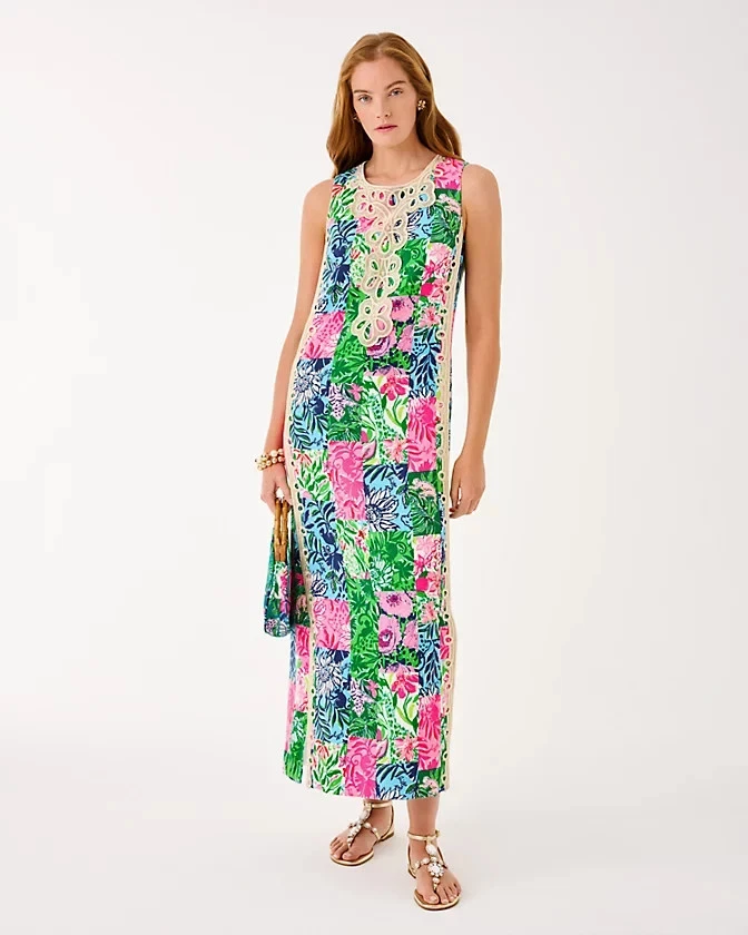 Novo com etiquetas Vestido Lilly Pulitzer Edita Maxi Shift Multi Party Punch Patch, escolha o tamanho.! - Imagem 2 de 4