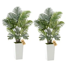 VEVOR 4ft 2Pack Artificial Areca Palm Trees with White Planter Indoor
