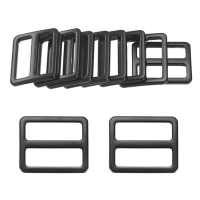 10pcs 3 Hole Metal Buckles 2.5cm [Black] for General Use
