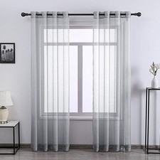 Extra Long 108 inch Length Textured Sheer Curtains for Large Windows,Grommet ...