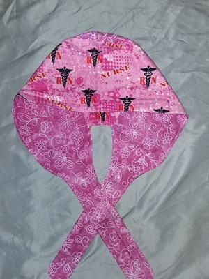 Pink Nurse scrub cap with butterfly liner 