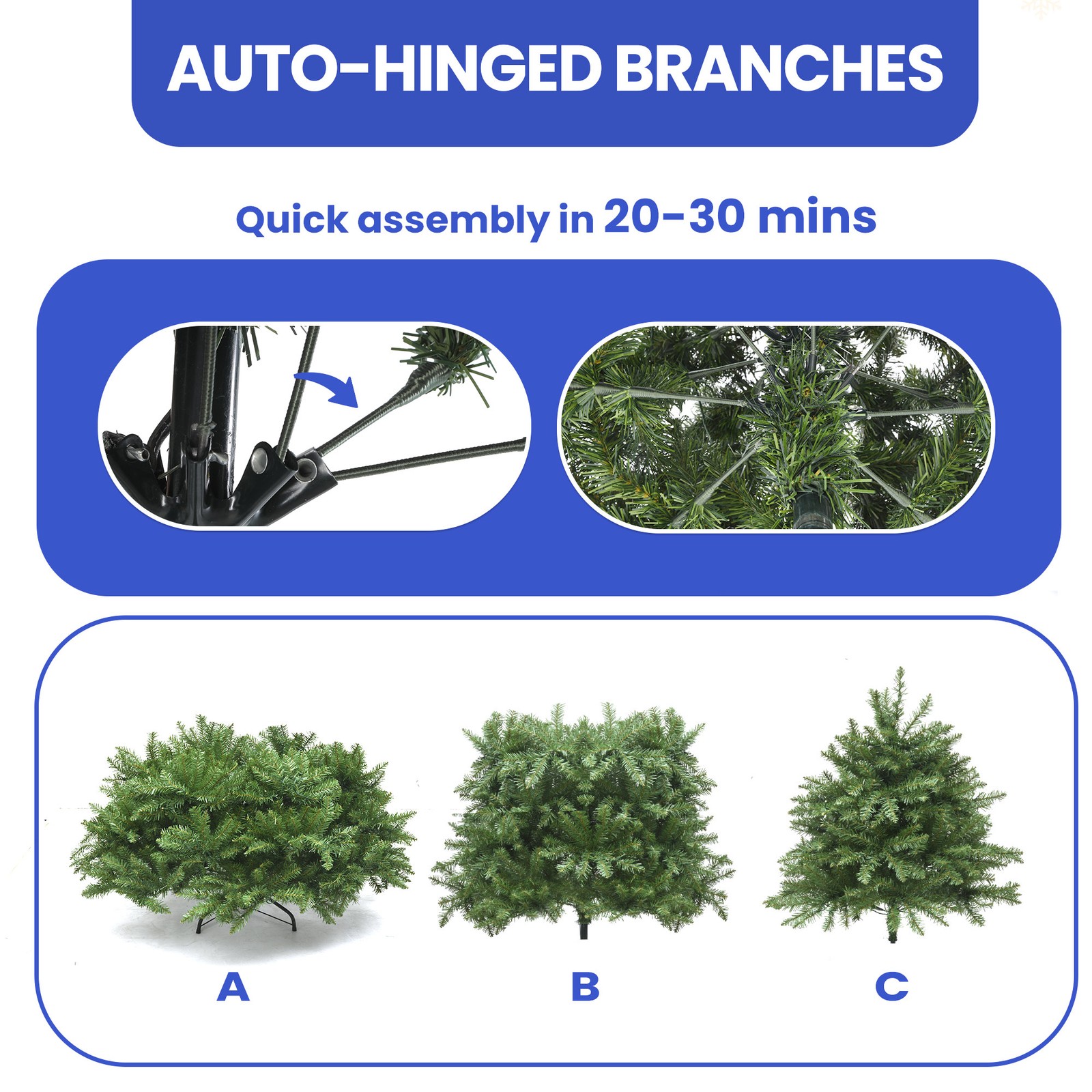 Prelit Christmas Tree Artificial 6ft with 2 Color & 11 Light-Modes Sturdy Base