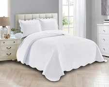 Linen plus Luxury Oversized Coverlet Embossed Bedspread Set Solid White King/Cal