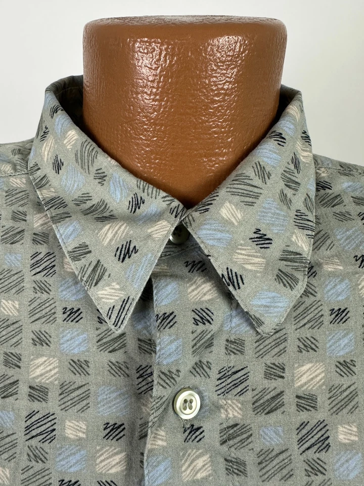 Camisa geométrica vintage años 90 para hombre 2XL salvia garabato cuadros abotonada Knightsbridge Foto 4 de 4