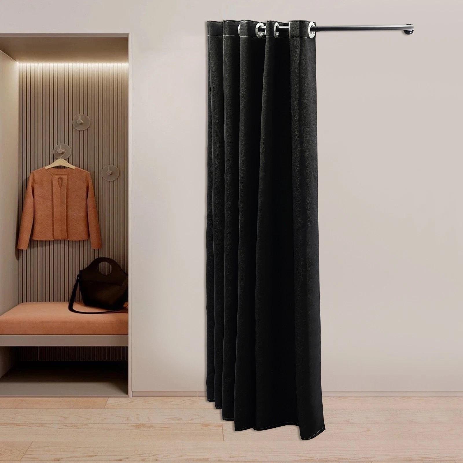 37.4*37.4*78.7" Black U-shaped Privacy Protection Changing Room Shading Curtain