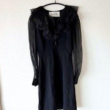 VALENTINO frills tulle Dress Women Size 6 Silk black Genuine