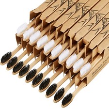 Boao 20 Pcs Bamboo Toothbrushes Bulk Biodegradable 1 Count Pack of 1 , White