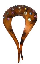 Vintage Victorian Beautiful Hair Clip Pick Piece W Pretty Colored Stones BRIDE C