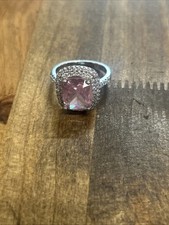 Size 8 Sterling Silver Ring With Pink Stone 5.24 Grams
