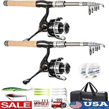 Fishing Pole Combo 2 PCS Carbon Fiber Fishing Rod and Aluminum Reel Combos