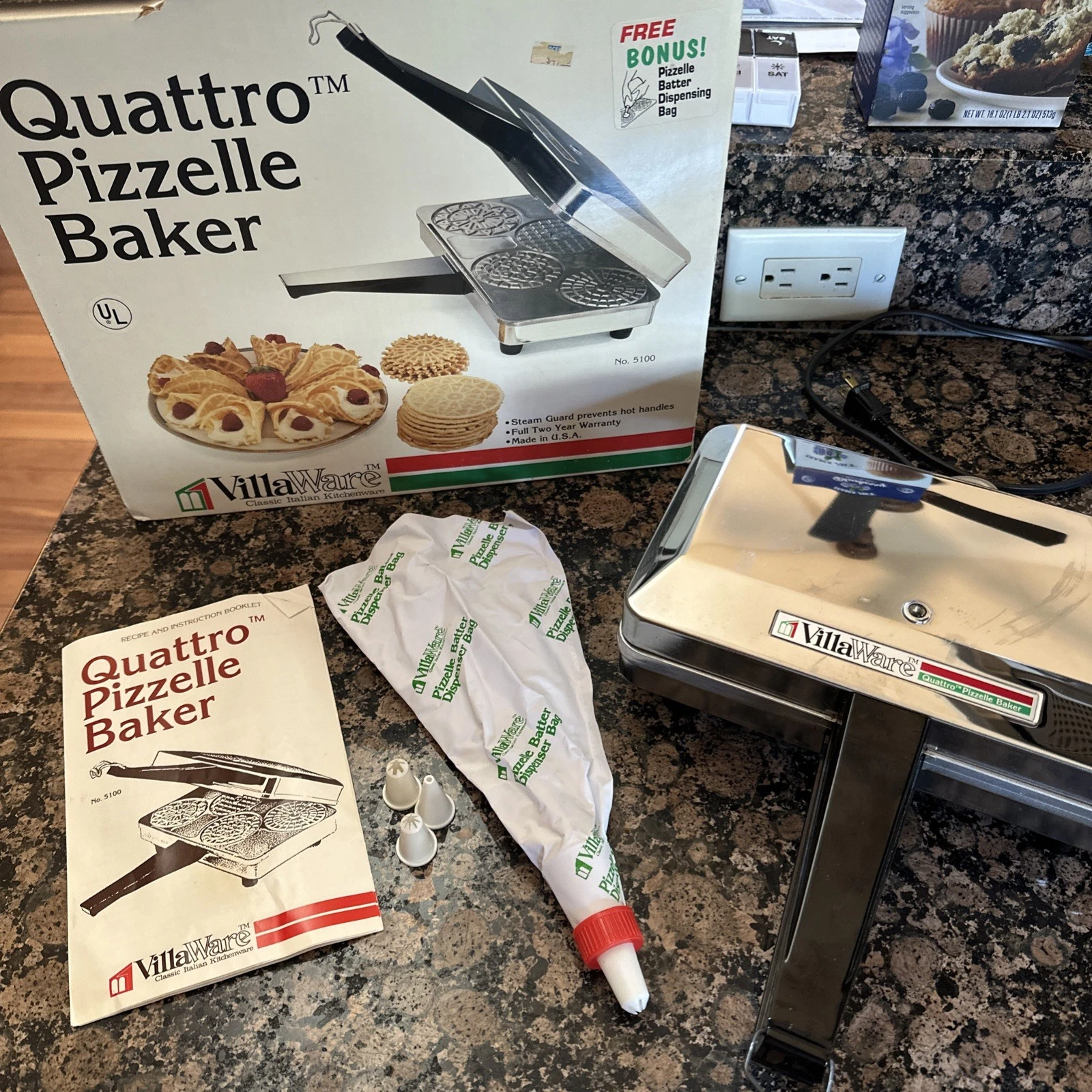 VillaWare Quattro Pizzelle 5100 Baker 4 Cookie Maker