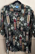 EUC VTG RJC..SURF BOARDS..SURFING HAWAIIAN..COTTON..SHIRT..USA..MEN XL