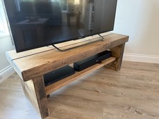 Rustic Solid Wood TV Stand / Media Unit Industrial Reclaimed Style 120cm Wide