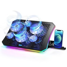 Upgarde Laptop Cooling Pad RGB Lights 6 Fans 15.617.3 Inch 7 Height A8 Blue