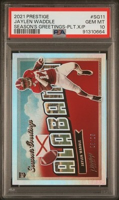 2021 PANINI PRESTIGE SEASON'S GREETINGS #SG11 JAYLEN WADDLE 23/25 PSA 10