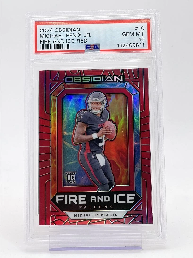 Michael Penix Panini Obsidian Fire and Ice #10 Red