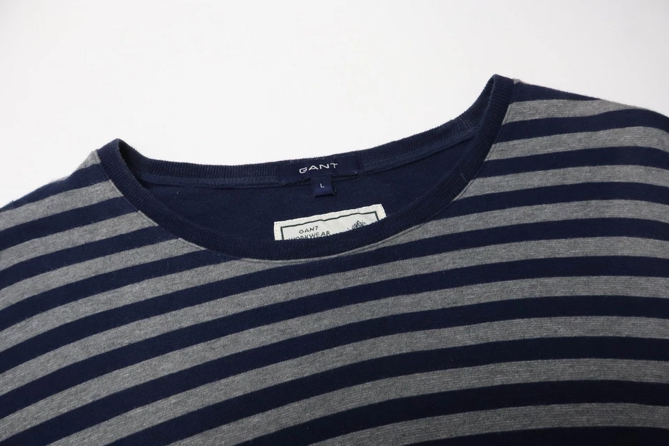 Gant Workwear Sweatshirt Herren Groß Pullover Rundhals Blau Grau Gestreift - Bild 4 von 4