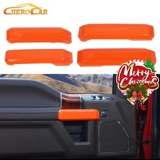 4PCS Interior Door Handle Decor Cover Trim Overlay For Ford F150 2015-20 Orange