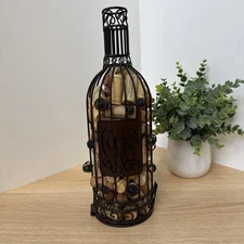Wine Bottle Shaped Cage Bar Decor Cork Collection Holder Kitchen Corks not inc’d