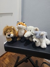 Lot of 4 Webkinz Plush Animals Lion Fox Elephant Wolf