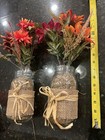 Set Of 2 Decorative Floral Arrangements  In Glass Vases Approximately 14” High — photo 3