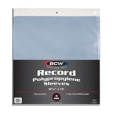 BCW 33 RPM Vinyl Record Sleeves Protectors 100 Clear Poly Holders 4 Mil Bags New