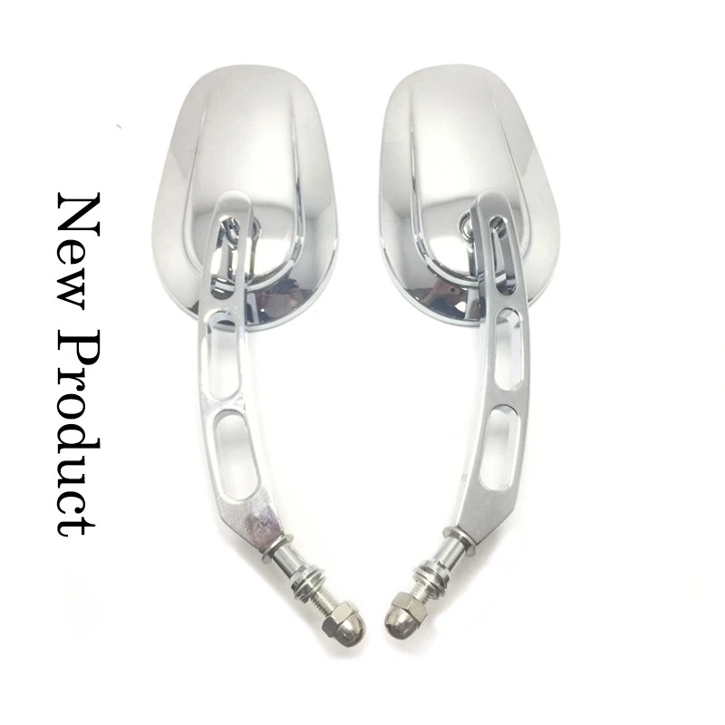 Espejos retrovisores laterales cromados de vástago largo para motocicleta Harley Davidson Road King personalizados Foto 3 de 4