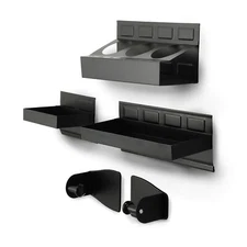 Magnetic Toolbox Shelf, Tray Paper Towel Holder 4 Piece Set Black Variety of Use