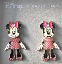 Disney X BAUBLEBAR Swivel Minnie Mouse Dangle Pierced Earrings NEW in Box