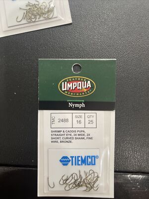 Umpqua Tiemco Nymph Fly Fishing Hooks TMC 2488 Sz 16 Qty 25 Bronze New