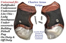 fits all Charter Arms Grips universal fit Rosewood Pearl Checkered