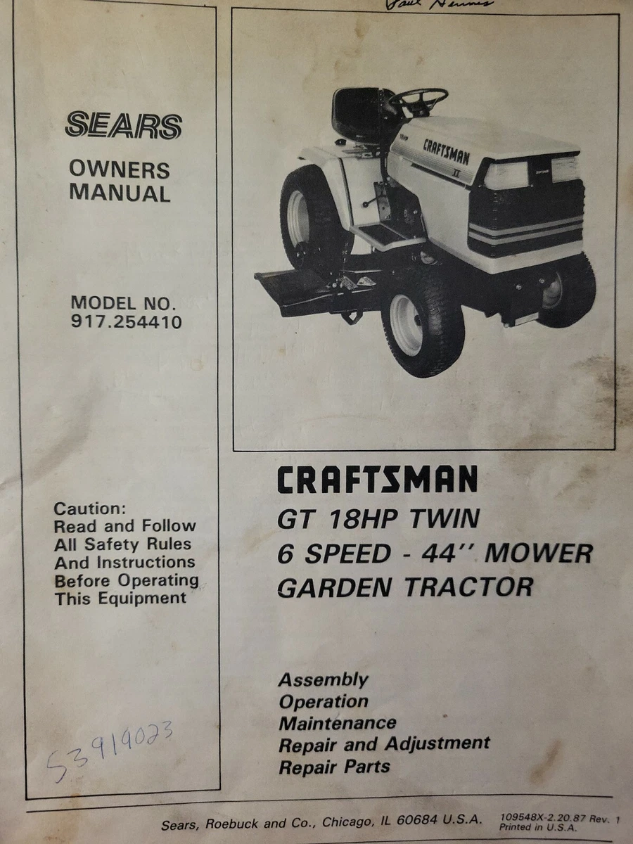 Sears Craftsman 18 Hp 44 6sp Lawn