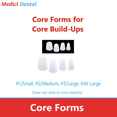 Dental Core Forms for Core Build-Ups, 100/Pkg - Transparent Core forms, S/M/L/XL