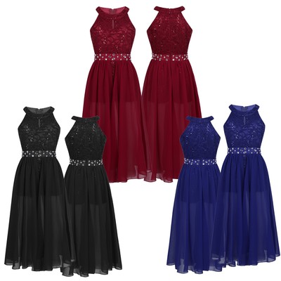 Mädchen Tanz Ballkleid Party Kleid Spitze Strampler Strass Fancy Dressing Up