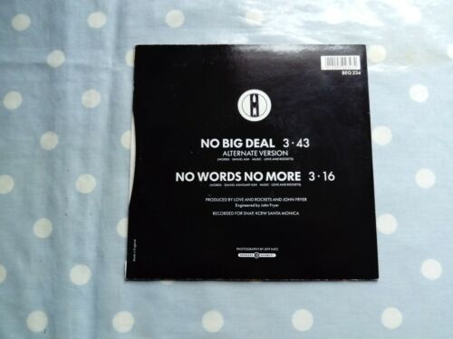 Love And Rockets No Big Deal /No Words No More 2 Track Vinyl 7" - Picture 2 of 2